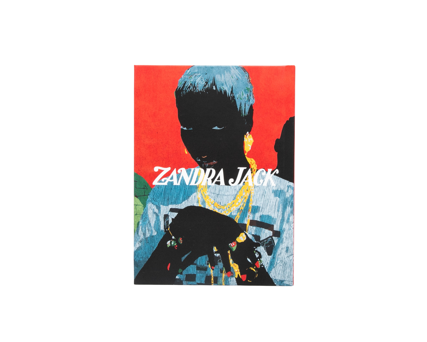 Book cover with a stylized illustration of a person with blue hair and colorful design, featuring the text 'Zandra Jack'.